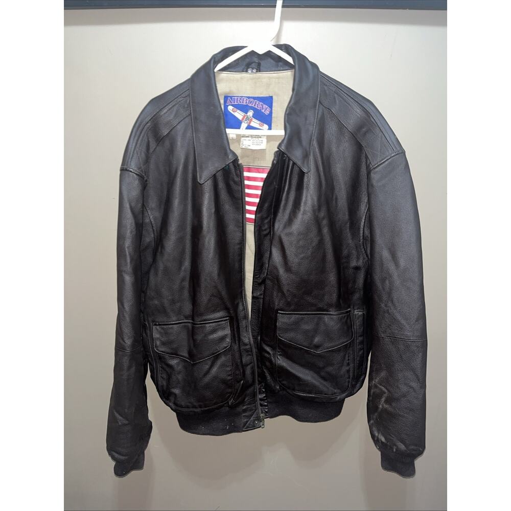 Brown VNT Airborne Military bomber pilot men’s 100% leather jacket. Hand Paint